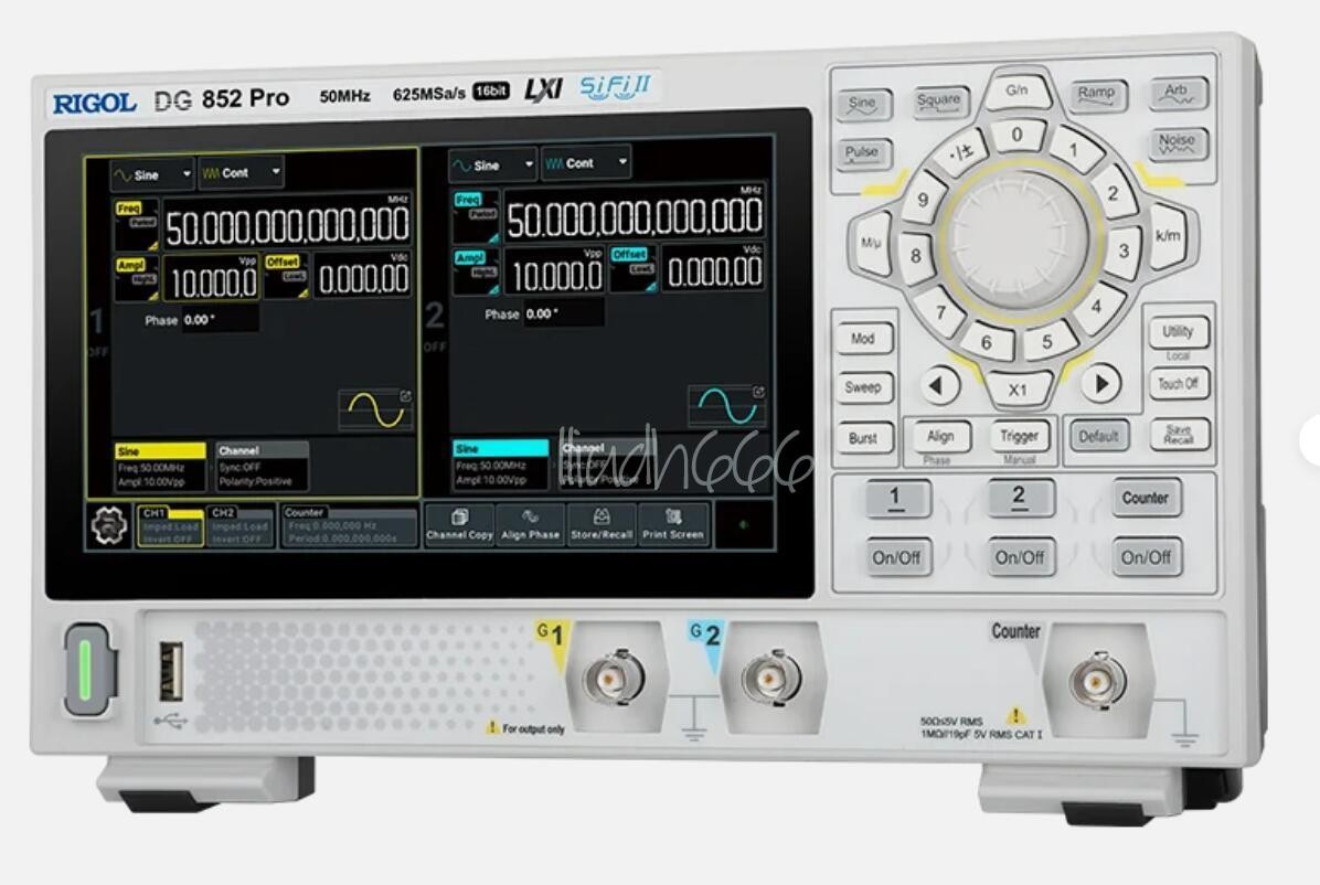 7'' Touch Screen RIGOL DG852 Pro 50MHz Dual Channel Arbitrary Waveform Generator