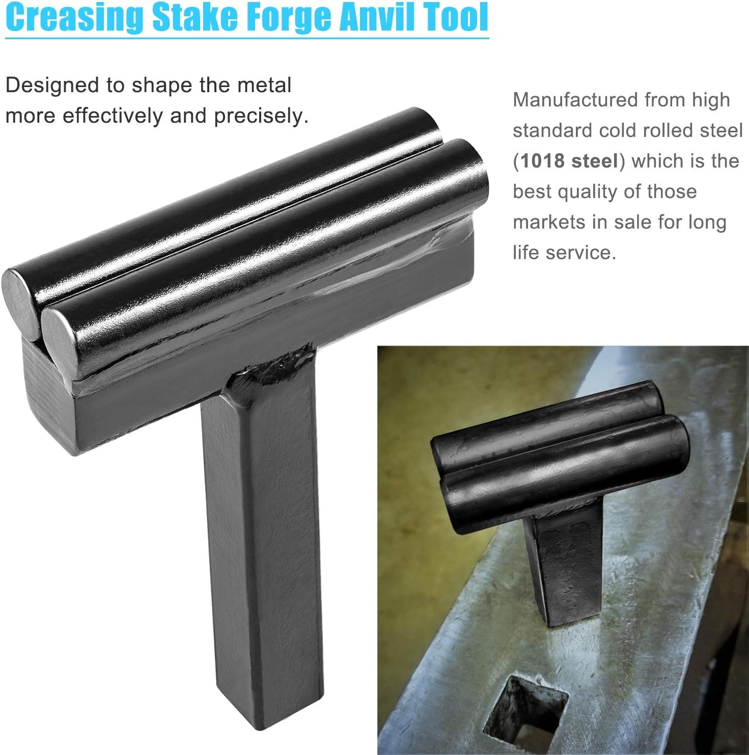 3pcs Blacksmith Anvil Forge Hardy Tool 3/4" Hot Cut Creasing Stake Spring Fuller