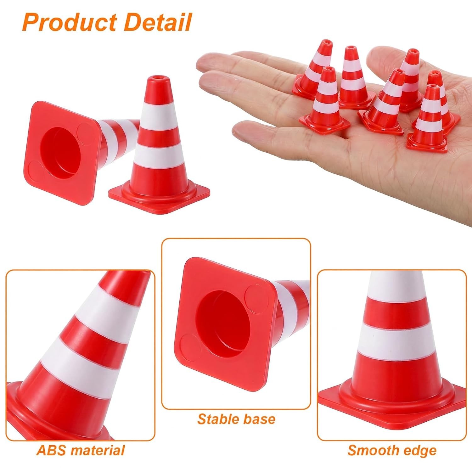 30 Pcs Mini Traffic Cones - 1 Inch Red Safety Cones for Creative Learning Games