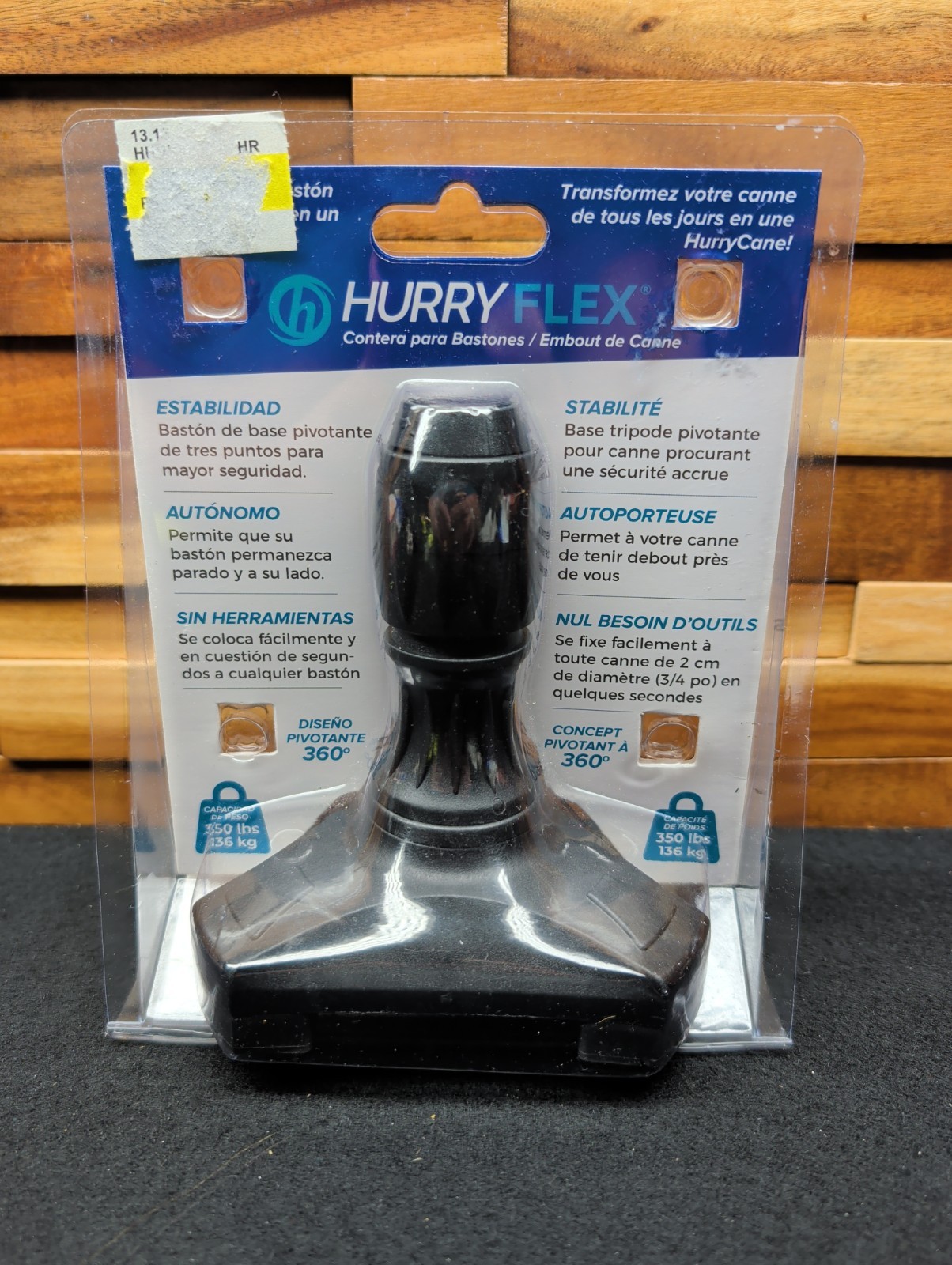 Hurry Flex Cane Tip - 360-Degree Pivot - Fits 3/4" Dia. Cane, Tool Free
