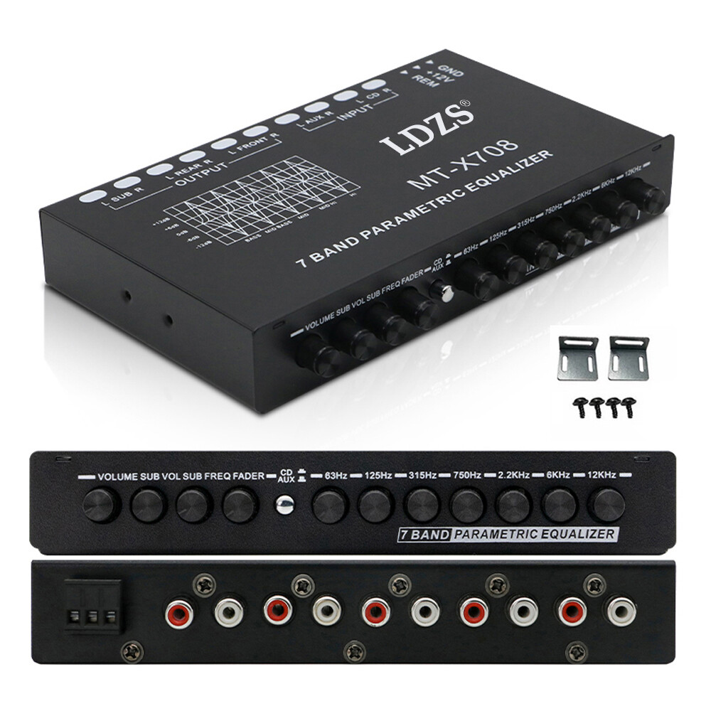 Car Audio Equalizer Adjustable 7Band EQ Graphic Equalizer with CD/AUX Input R8H0