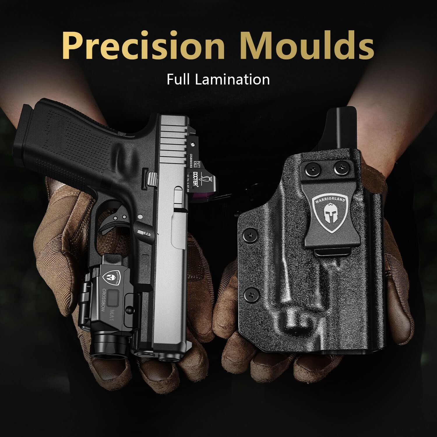 Universal Light Laser with Glock 17/19 KYDEX Holster,White LED&Green Laser Light