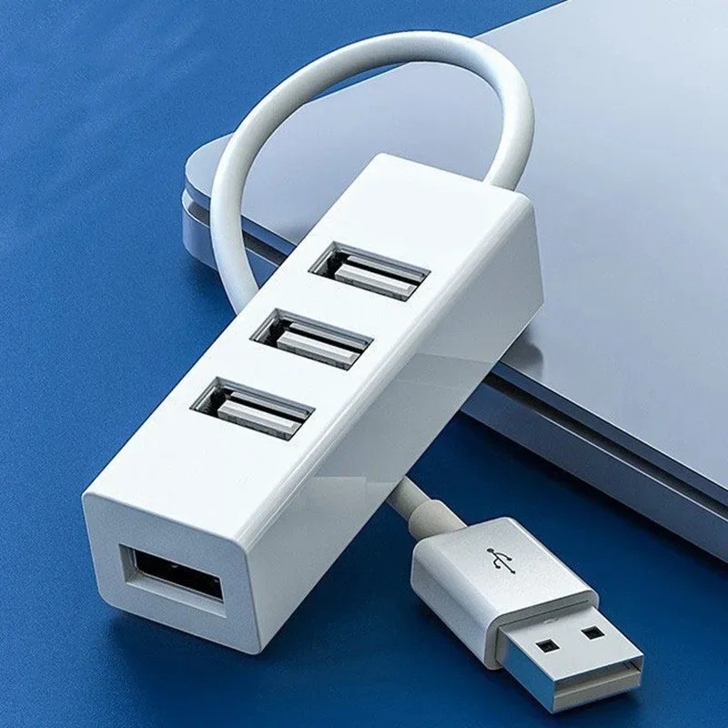 USB 2.0 4 Port Hub Splitter High Speed Multi Expander Adapter White Color