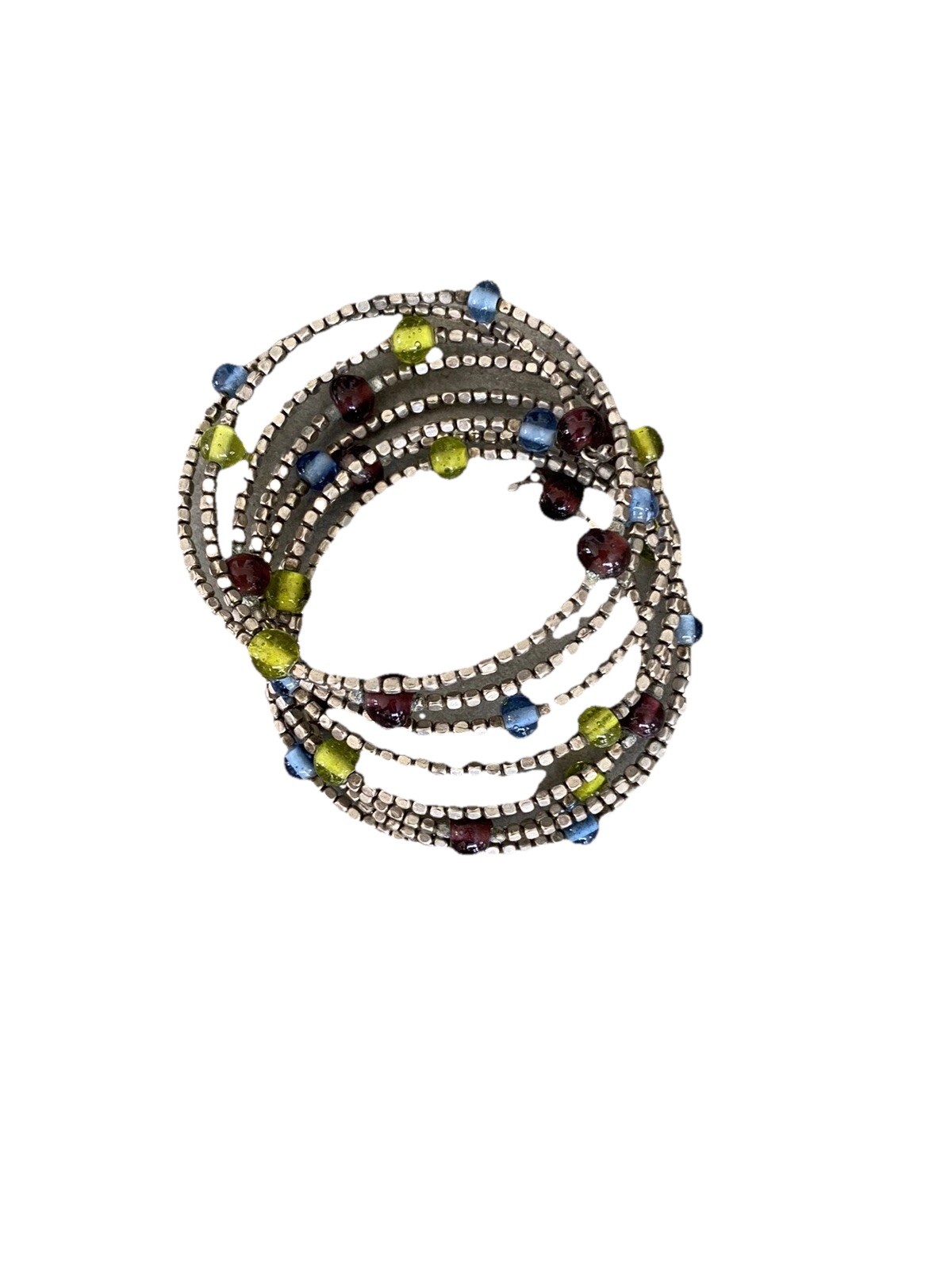 Handmade Coil Beaded Glass Green Blue Purpoe Bracelet