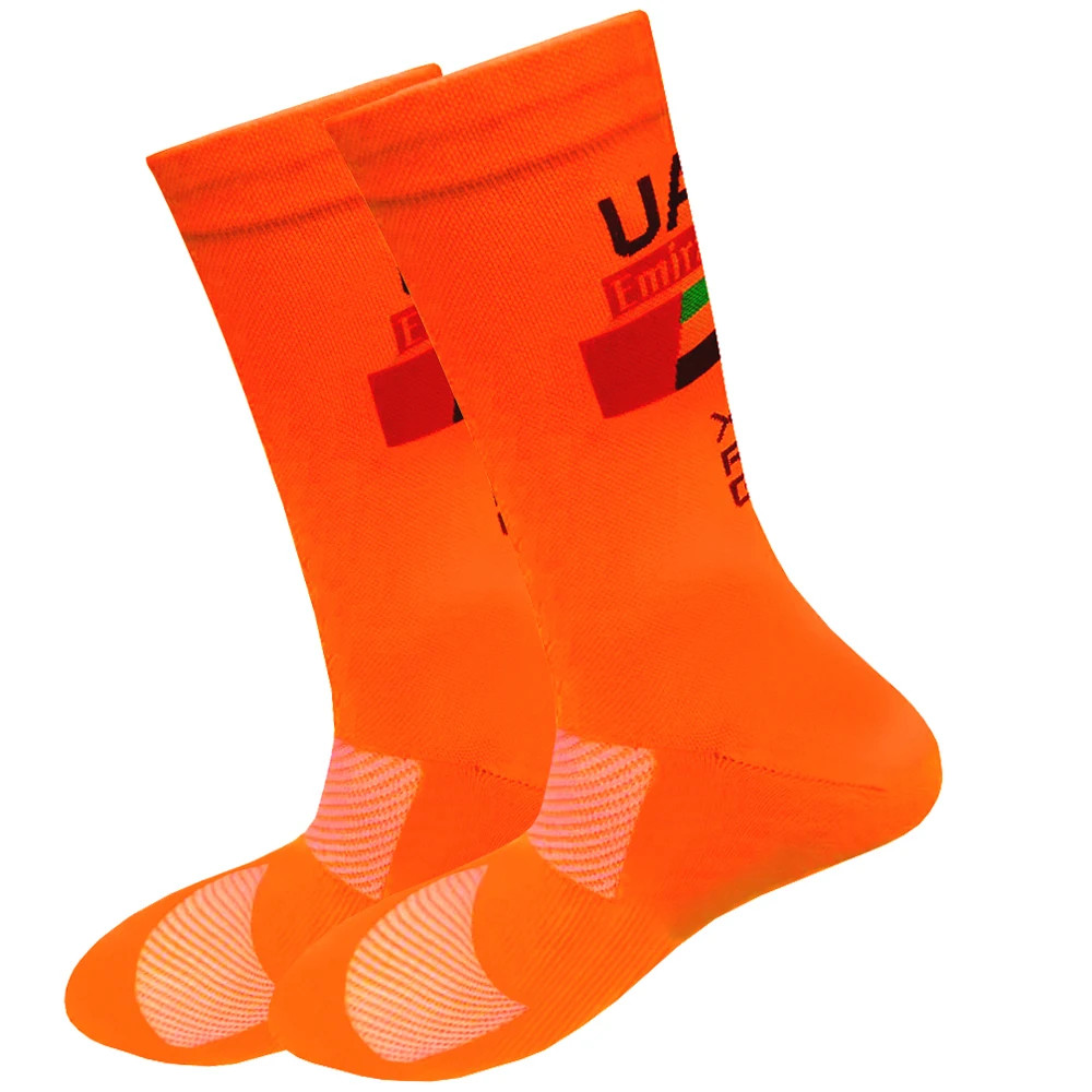 White UAE Cycling Socks FDJ TEAM Lightweight Large Mesh Design MTB Bicycle Sock