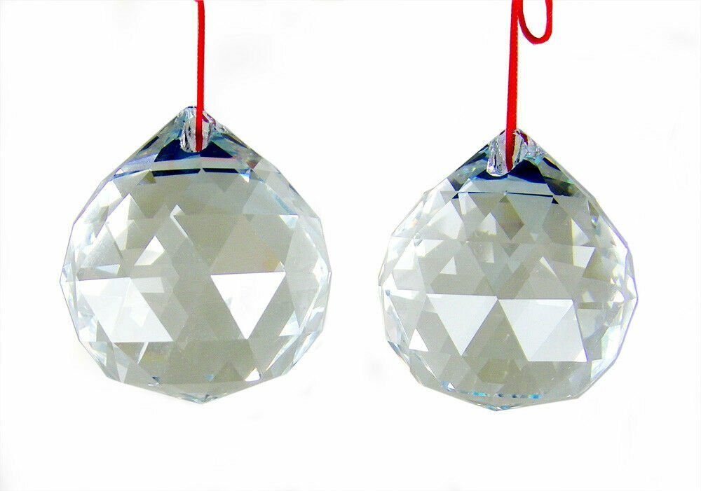50MM BALLS 2 PACK  LARGE CRYSTAL PRISM SUNCATCHER - FENG SHUI - USA SELLER