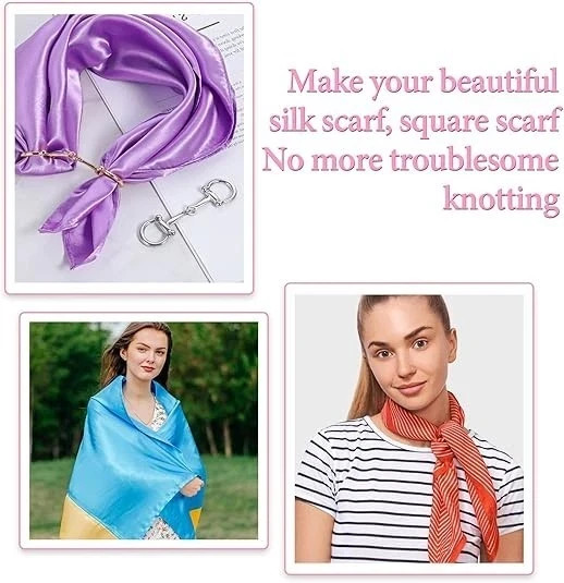 2 Pcs Scarf Ring Clip Metal Horsebit Silk Scarf Buckle, Horsebit Clasp Silk Scar