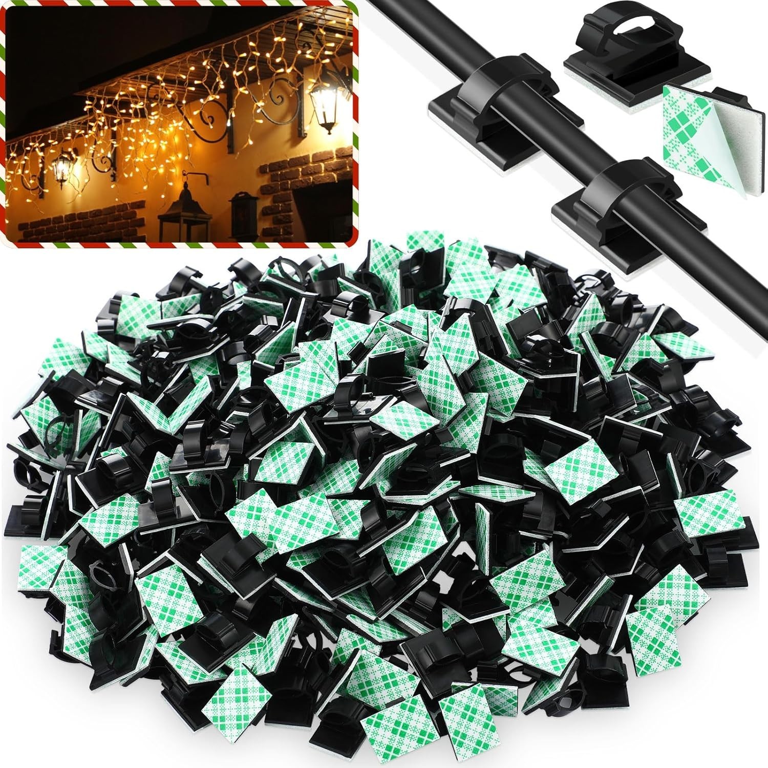 Multi-Purpose 100 Count Adhesive Wire Clips for Home and Holiday Decor