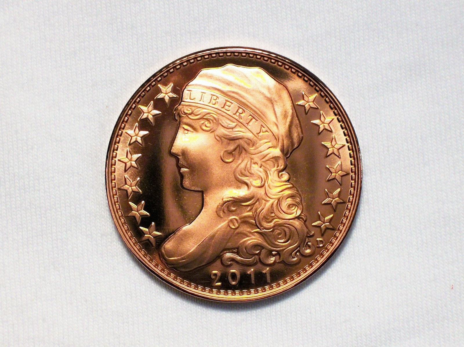Daniel Carr - 2011 - 1 AMERO - Capped Liberty Die 3, Copper - Proof-like Finish