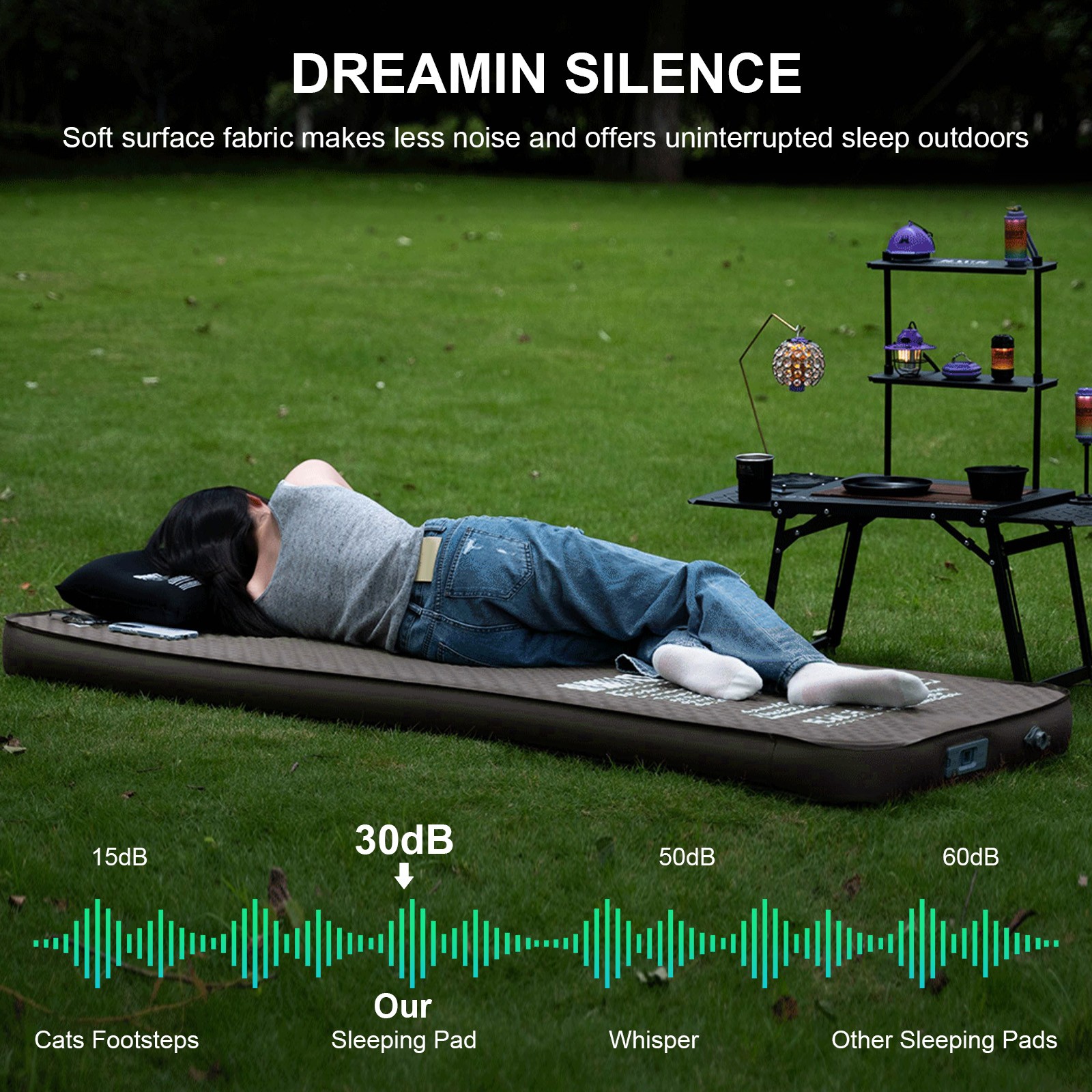 Single Portable Camping Inflatable Pad with Pump for Backpacking Car Tent