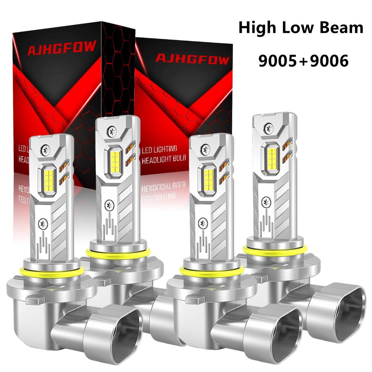 4x 9005 9006 LED Combo Headlight Bulbs High Low Beam Kit 7000K LED Super White