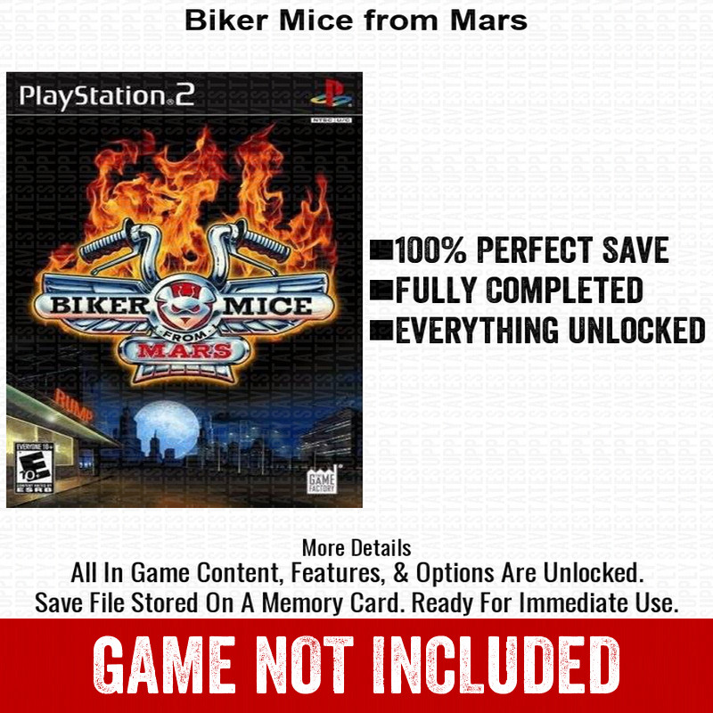 Biker Mice from Mars 100% PS2 Memory Card CHEATS ITEMS