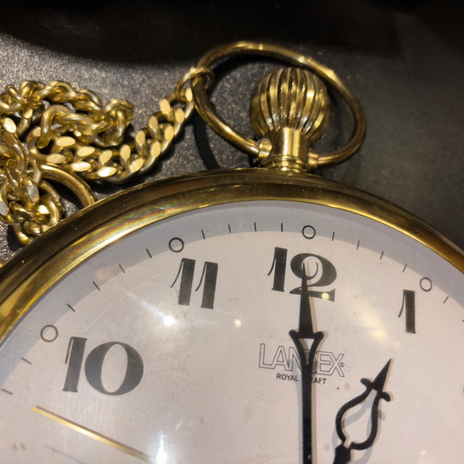 Landex Royal Craft Pocket Watch Style Wall Clock 8in Diameter Gold Tone Japan