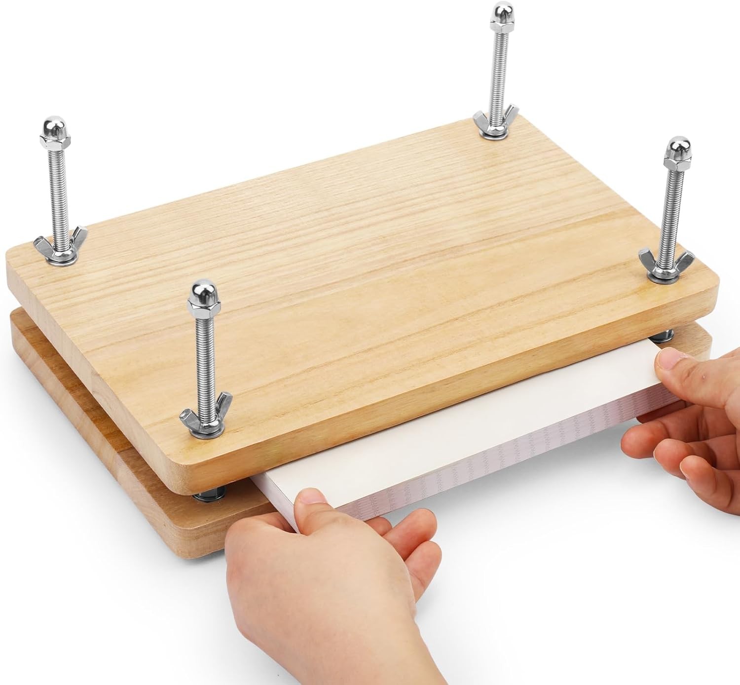 Book Press—7.9”x11.6” Wooden Book Binding Press Bookbinding Kit Portable and ...