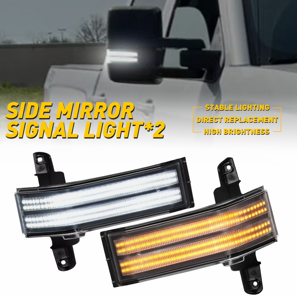 LED Clear Switchback Tow Mirror Signal Lamp For 14-18 Chevy Silverado GMC Sierra