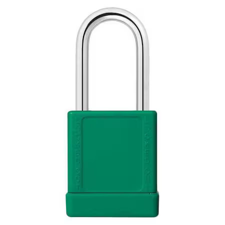 Zoro Select 48Jr86 Lockout Padlock, Keyed Different, Aluminum, Green, 1 1/2 In,