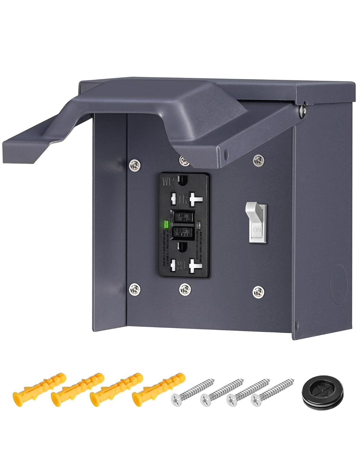 Outdoor Outlet Box with 20 Amp WRTR GFCI Receptacle Safety Switch, Weatherproof