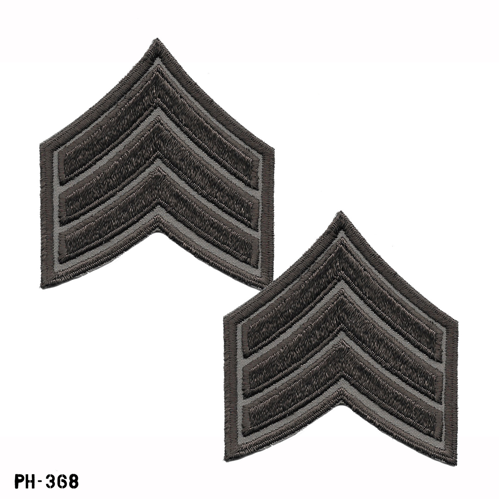 Sergeant Chevron Sleeve Patches, Pair ~ Brown/Brown ~ Gemsco USA ~ NEW