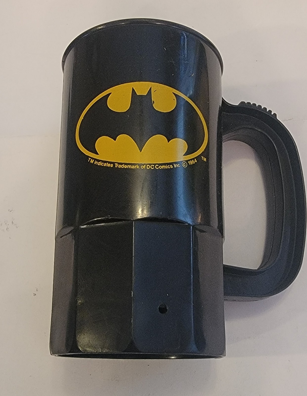 Batman Super Mug Betras Plastics Black With Yellow Emblem,Vintage 1964
