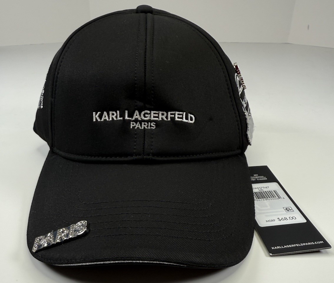 Karl Lagerfield Paris Women’s Hat Cap Strap Back Adjustable Black NEW Fashion