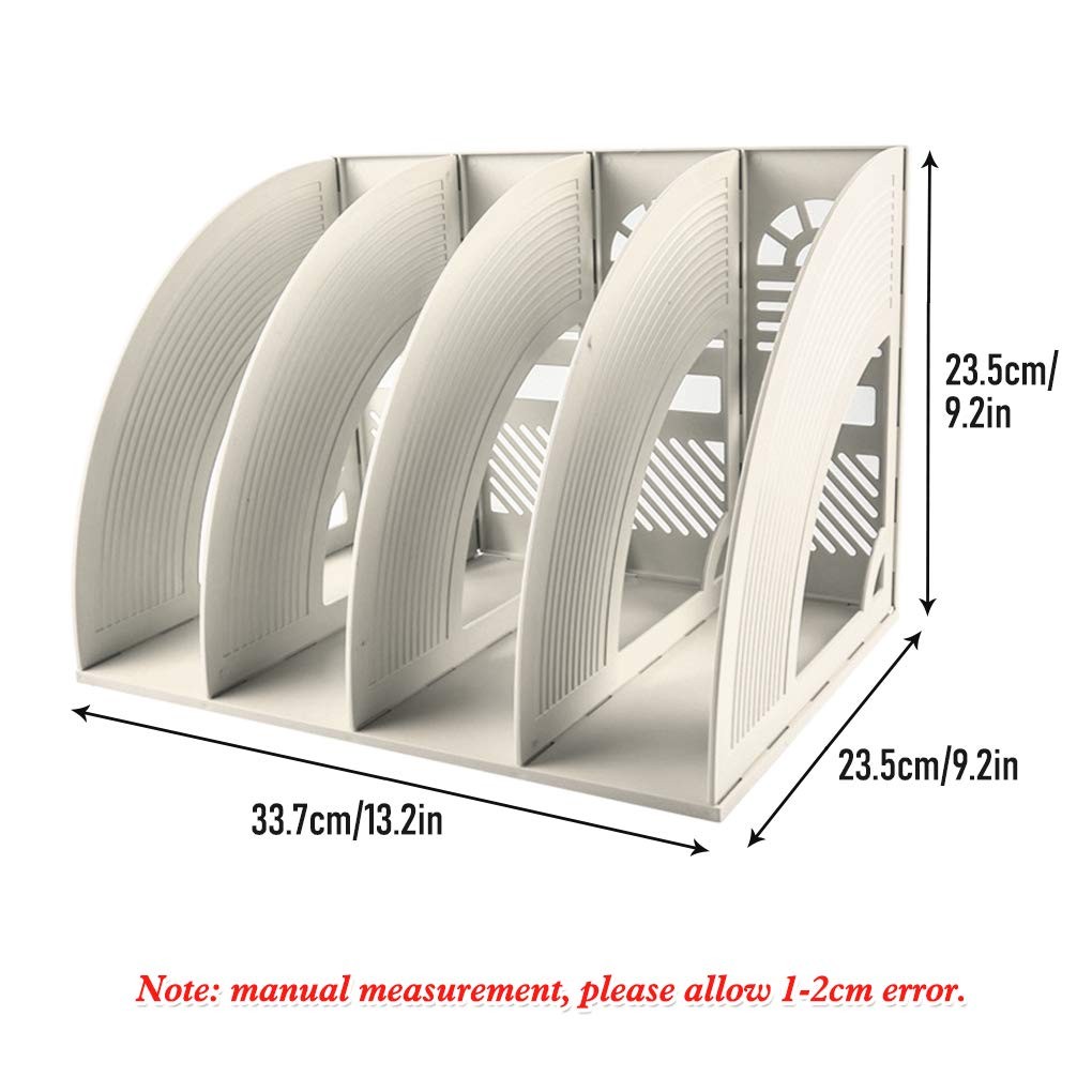 Plastic Arch File Organizer for A4 Documents, Office Desktop Storage, 4 Compa...