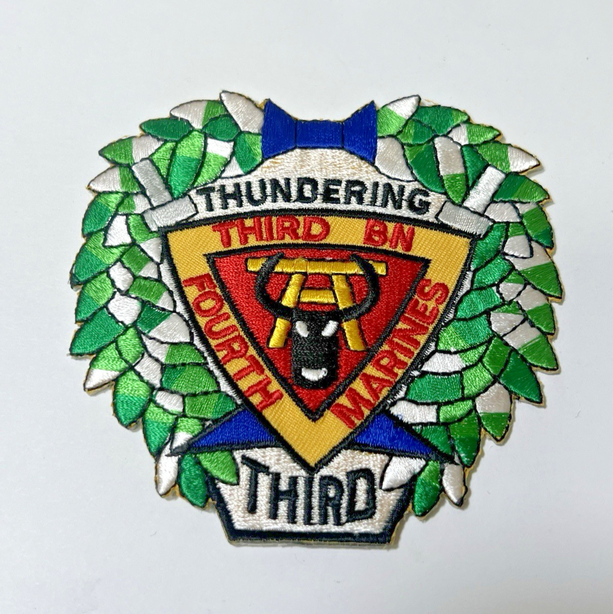 US MARINES PATCH-FOURTH MARINES/THIRD BN Thundering Third Plastic Backed 3 1/2"