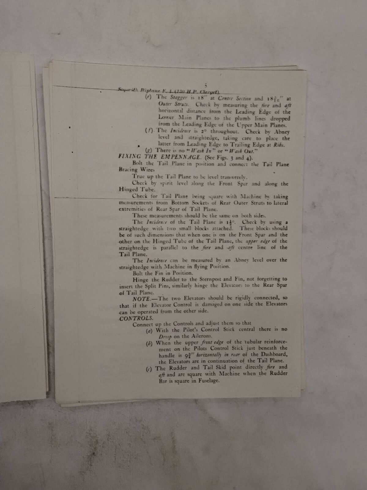 Sopwith Biplane F.I. (130 H.P. Clerget) Rigging Notes-Copy