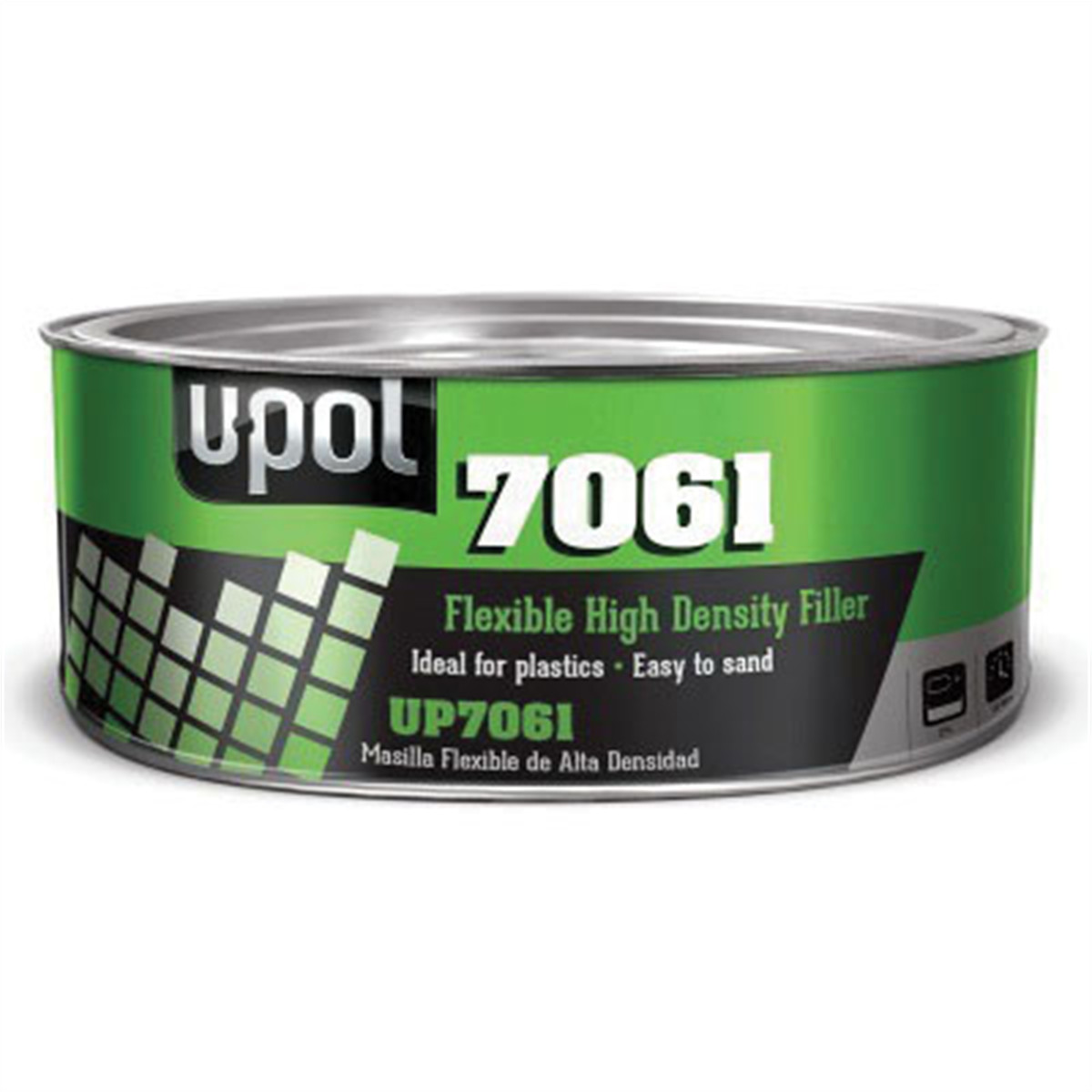 U Pol Products UP7061 Flexible High Density Body Filler, 600 mL Tin, Black, Pas