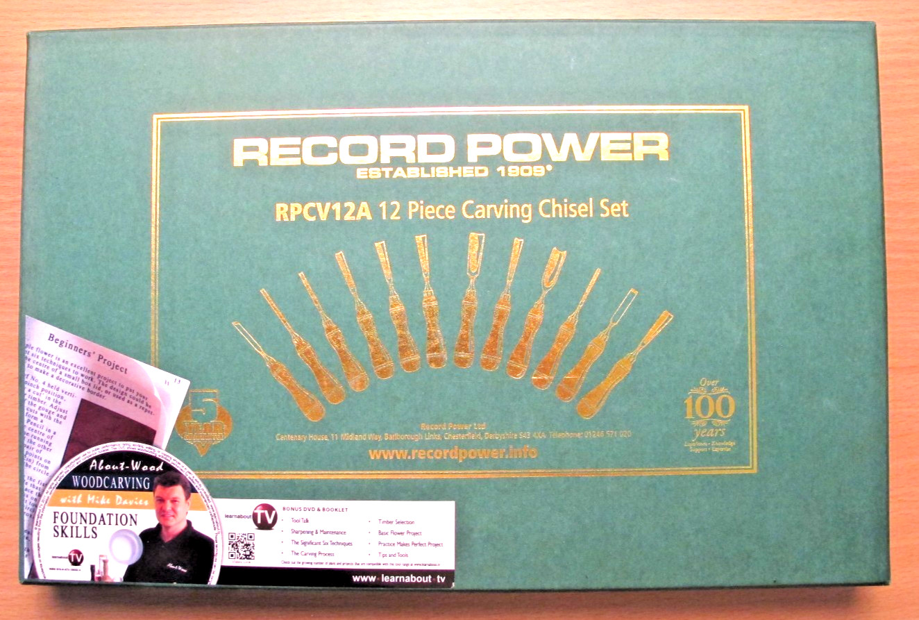 Record Power RPCV12A 12 Piece Carving Tool Set with DVD and Booklet