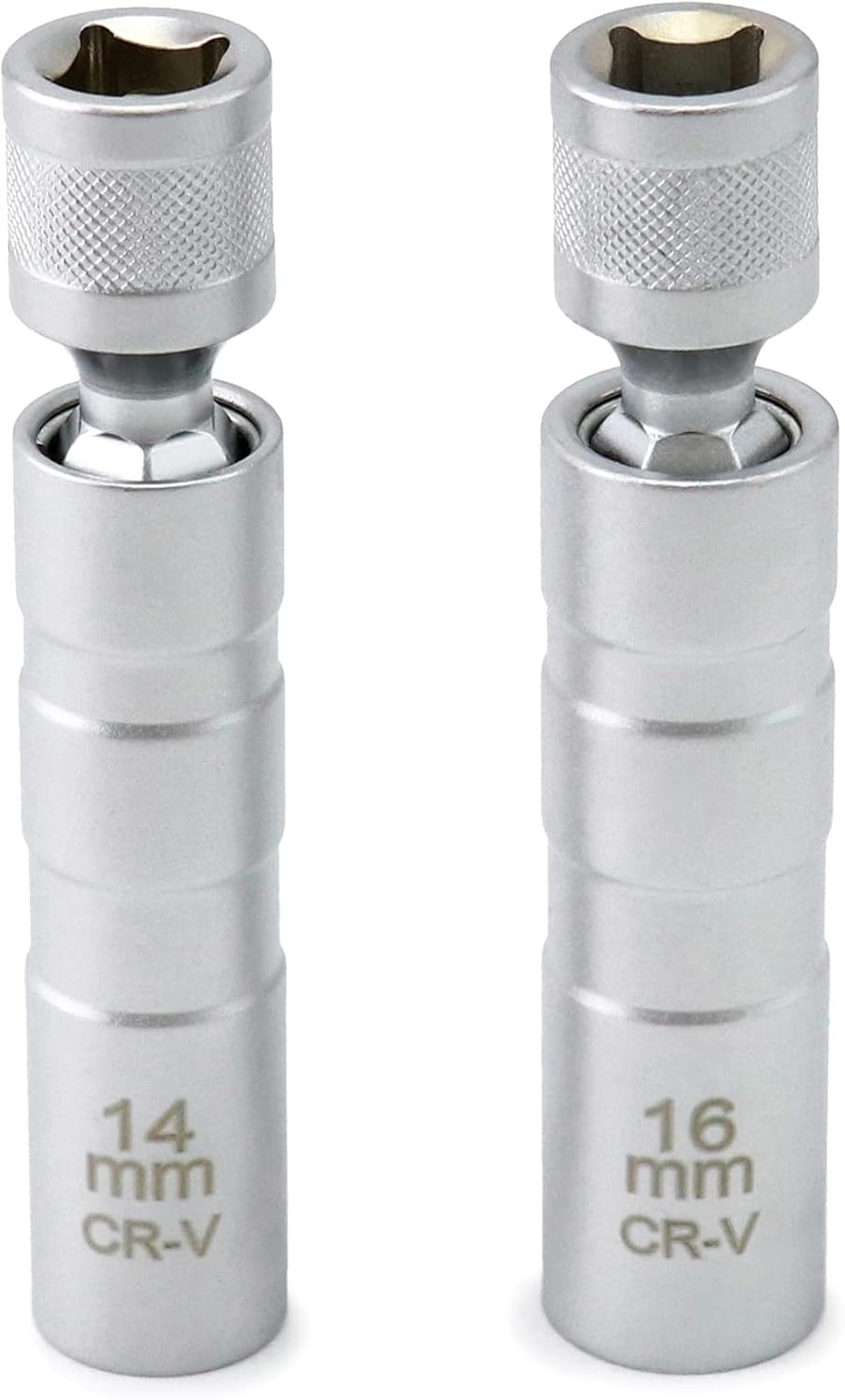 QWORK 14mm&16mm Magnetic Swivel Spark Plug Socket, Thin Wall Magnetic...