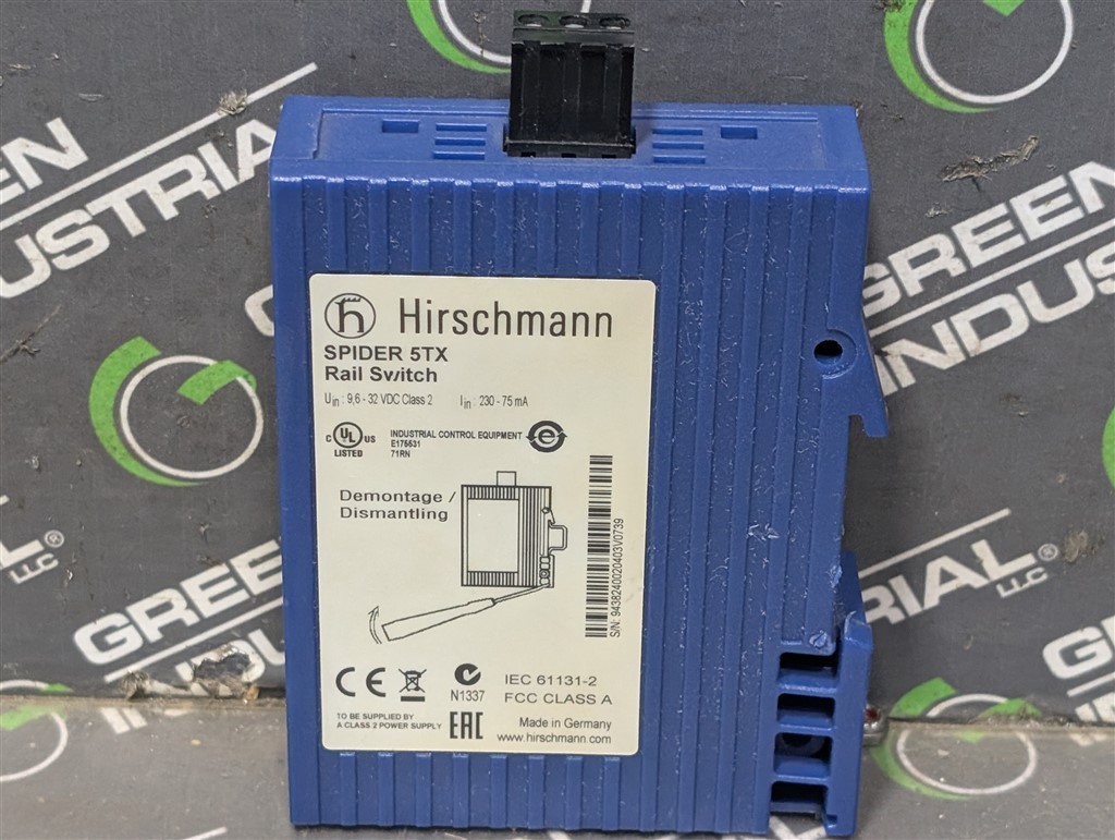 USED Hirschmann SPIDER 5TX 5 Port Ethernet Rail Switch