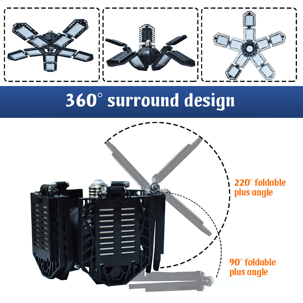 9000000LM LED Garage Light Super Bright Work Shop Ceiling Lights Deformable Bulb