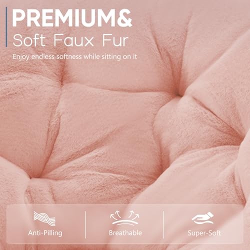 Comfy Saucer Chair, Faux Fur Lounge Seasting XL Circle Round-36 Inches Rosy