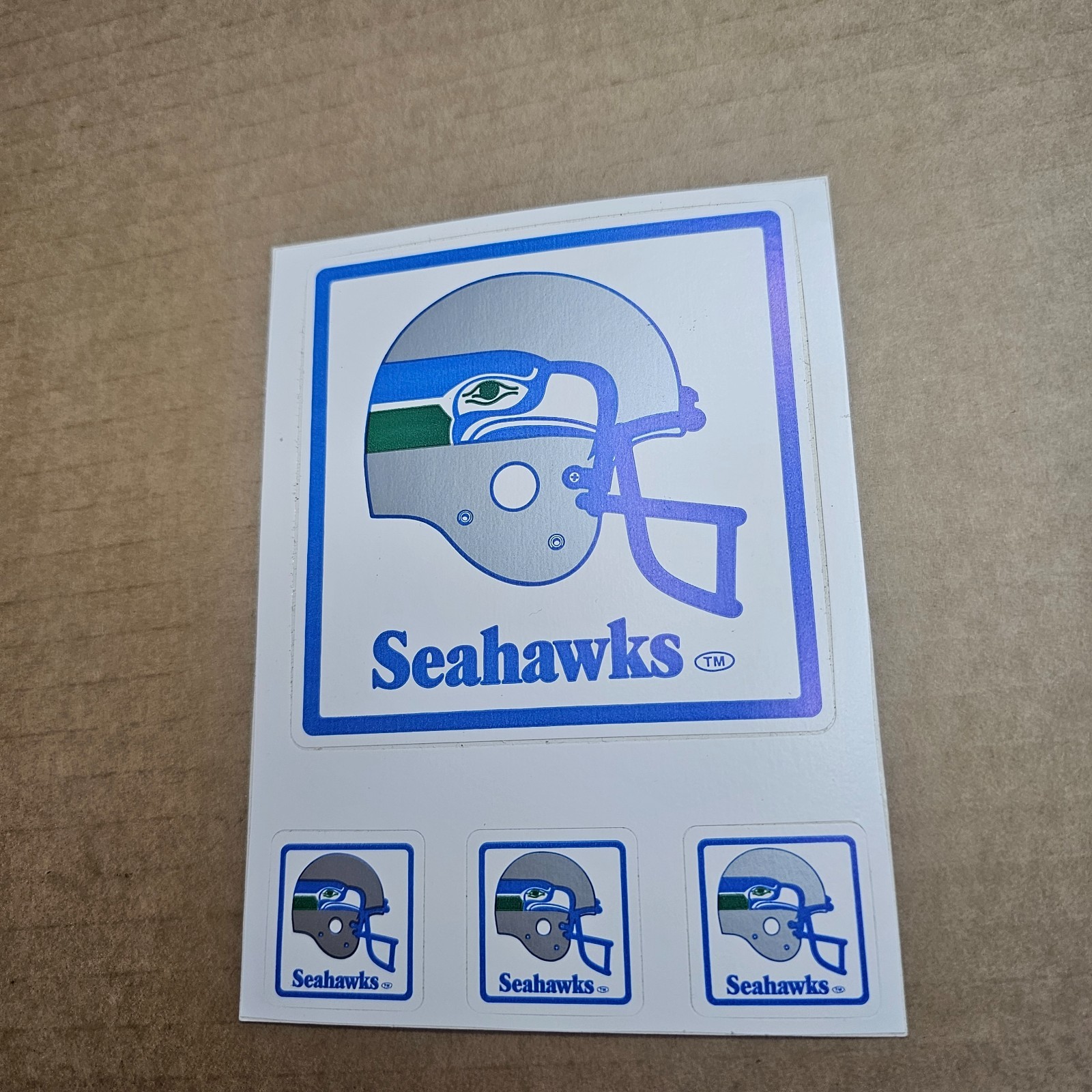 1980s or 1990s SEATTLE SEAHAWKS FOOTBALL TEAM HELMET STICKER SET FOUR NFL NOS #1