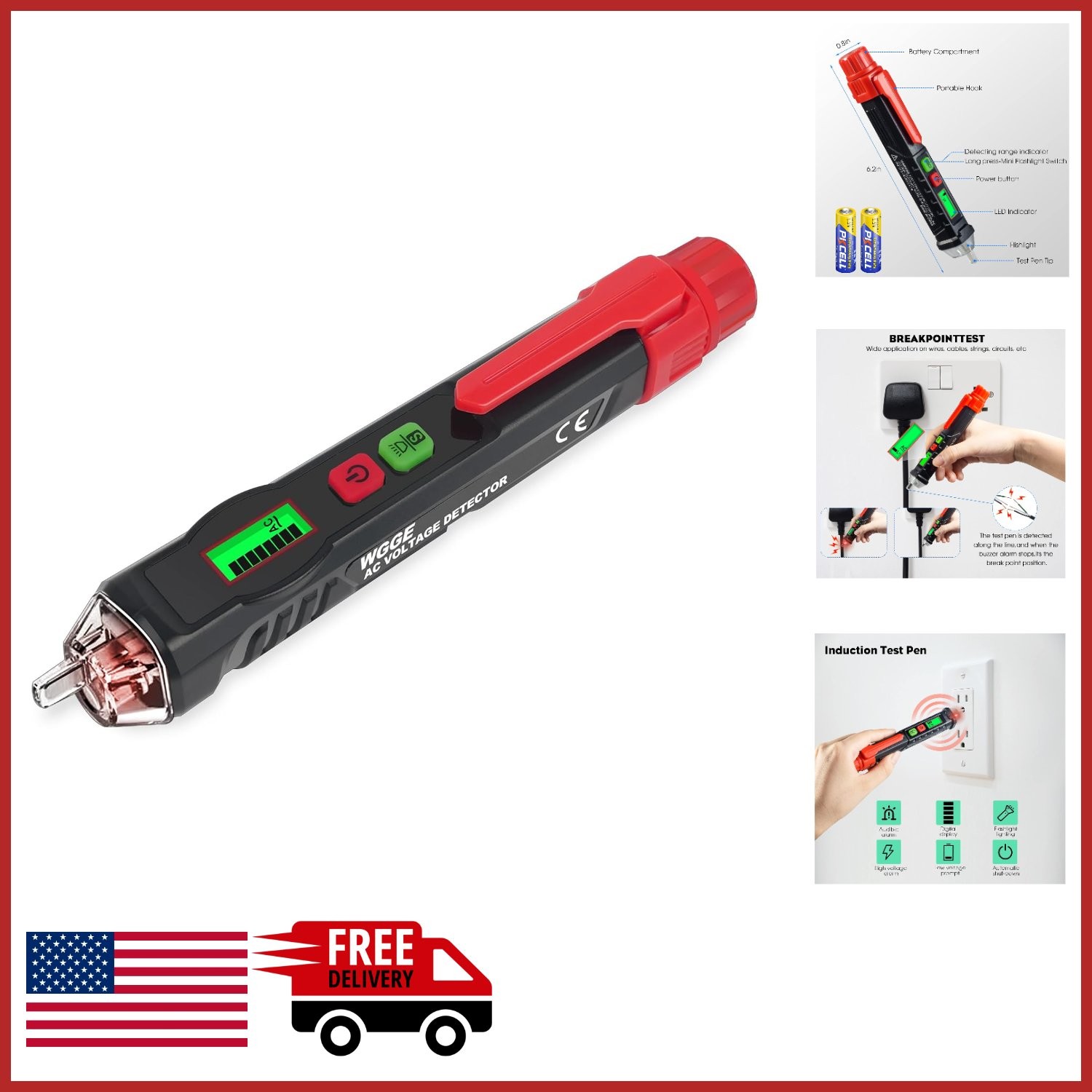 AC Voltage Tester with Smart Alerts and Built-In Flashlight for Easy Detection