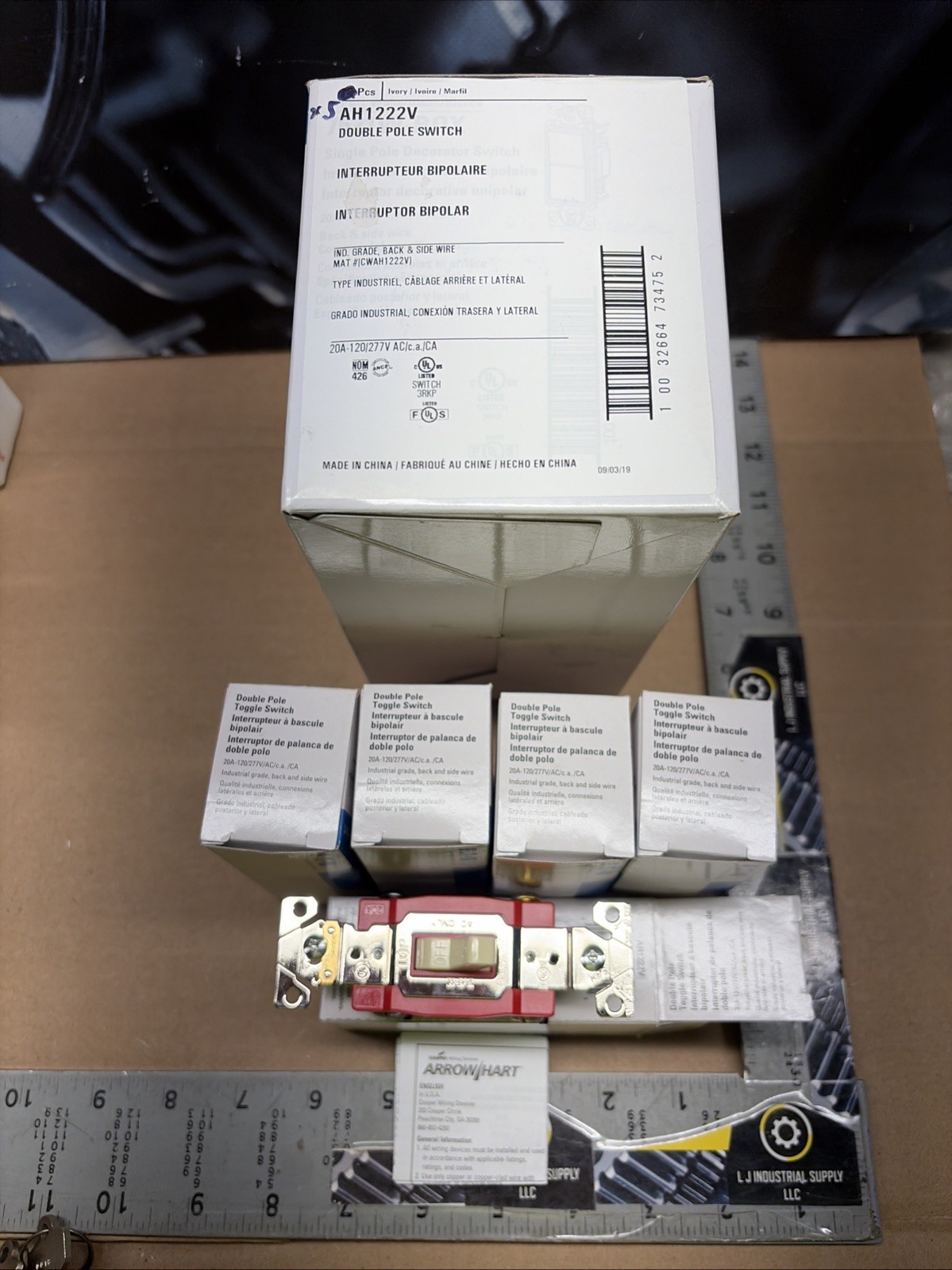 NEW [Qty-5] Eaton AH1221W Industrial 2P Toggle Switches 20A-120/277V_*WARRANTY!*