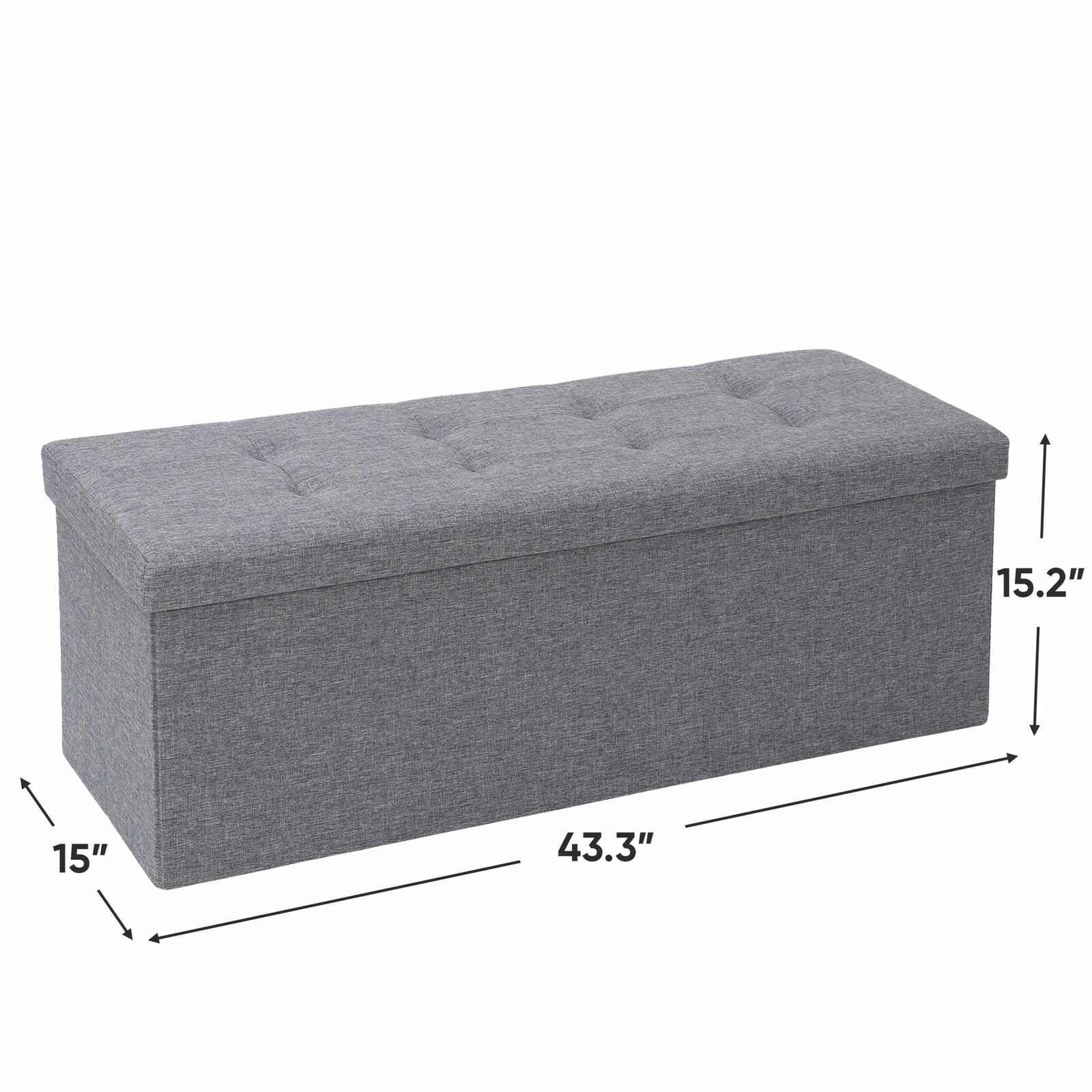 43" Long Dark Grey Folable Storage Ottoman Bench Foot Stools Footrest Home Decor