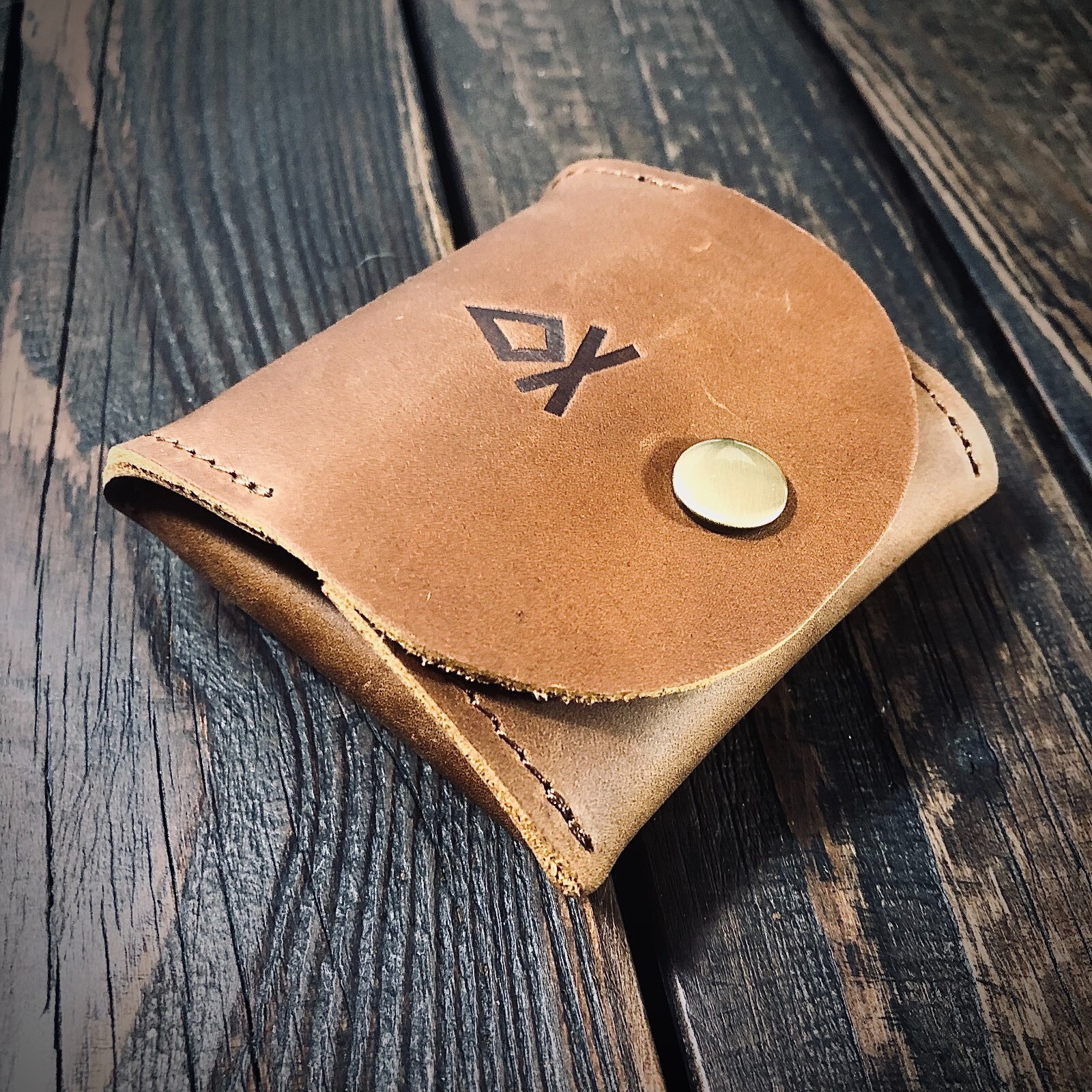 Leather mini fire pouch | Thick Mini Button Close Storage | Natural Bushcraft