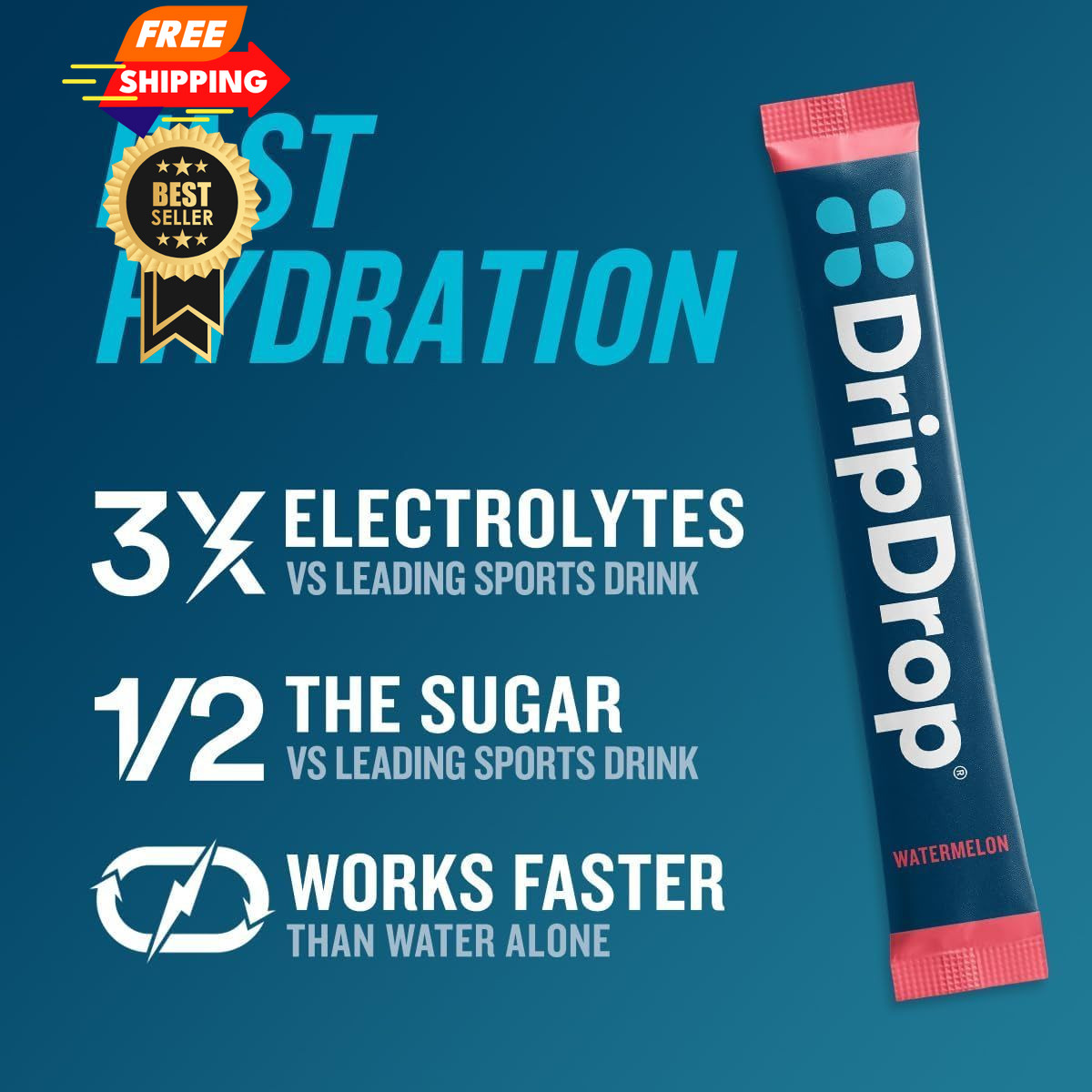 DripDrop Hydration Packets - Bold Variety Pack - Single Serve 16 Count, Blue
