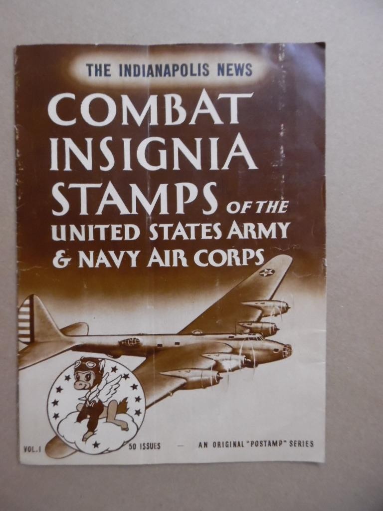 WWII Combat Insignia Stamps Album Vol. 1 Disney Complete with 50 Stamps Vintage