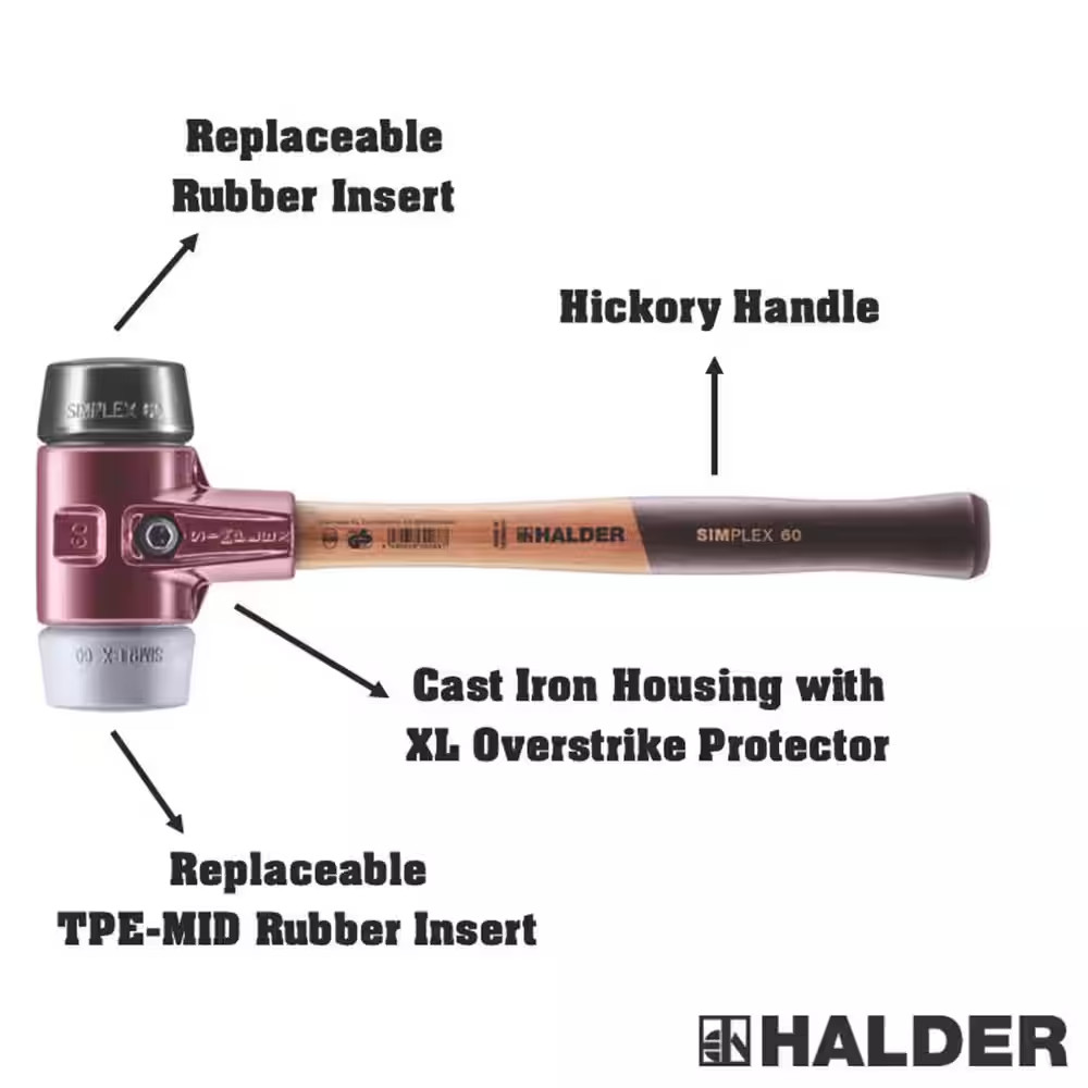 3.5 Lbs. Simplex 60 Mallet with Black Rubber and Grey Rubber Non-Marring Inserts