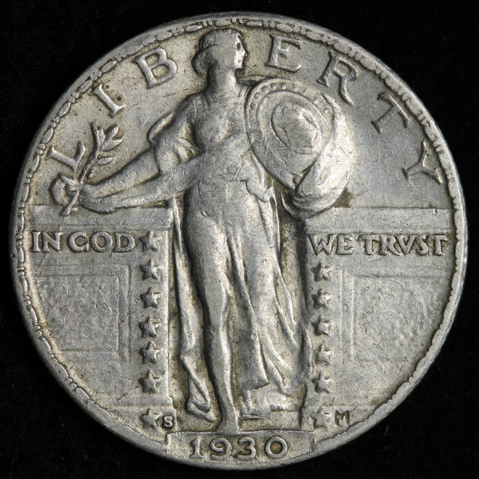 1930-S Standing Liberty Silver Quarter AU E352 SILT