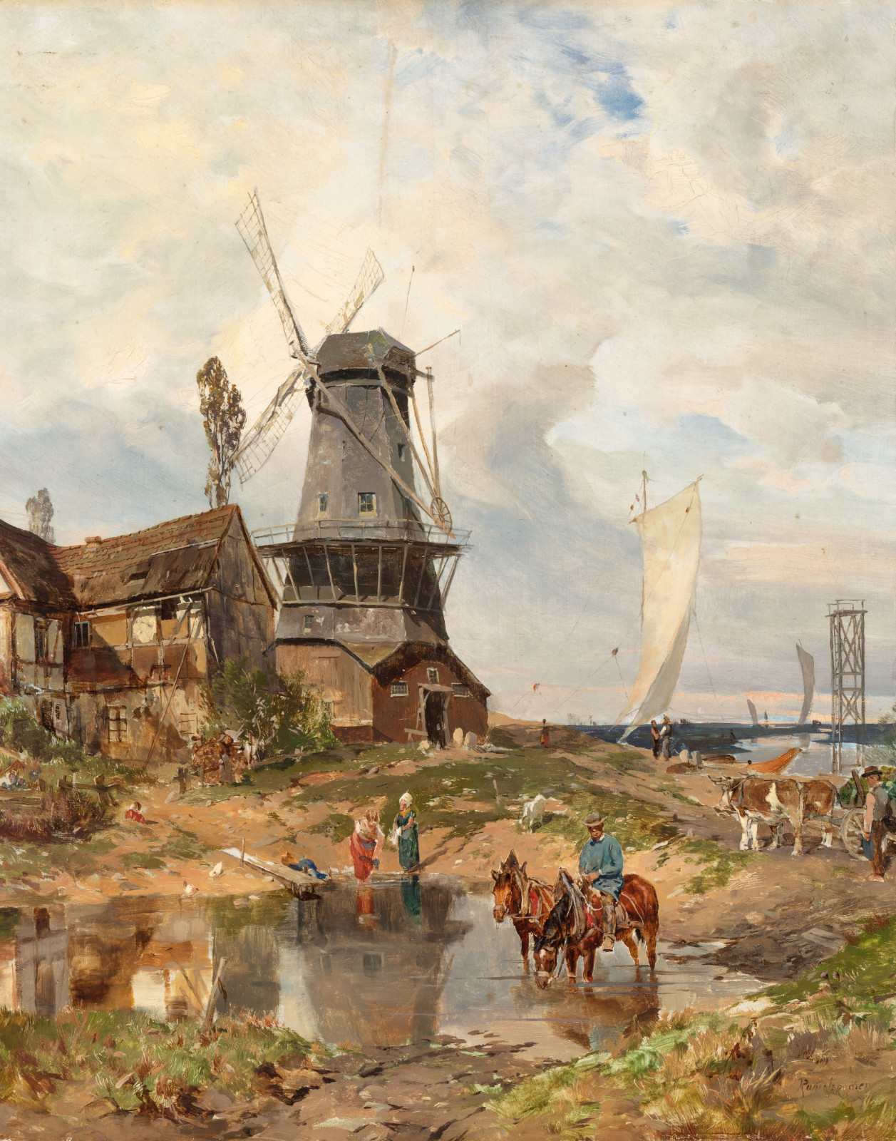 A landscape with a mill Joseph Rummelspacher  11"x14"
