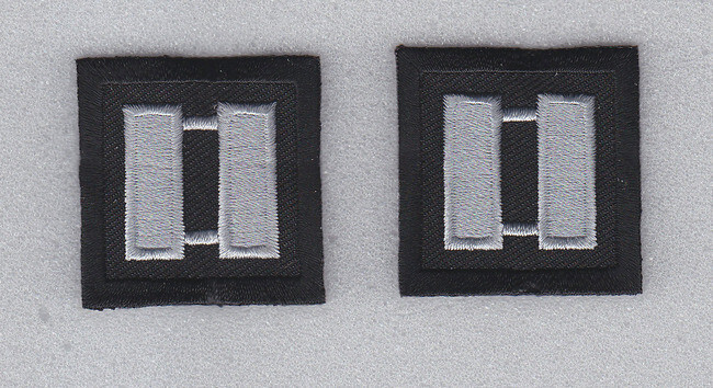 CAPT Captain SILVER on BLACK collar lapel patches 1.5" LARGE