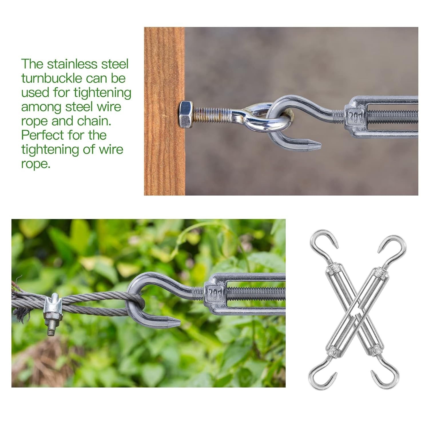 Durable M5 Hook & Hook Turnbuckle Set - Corrosion Resistant, 125lbs Capacity
