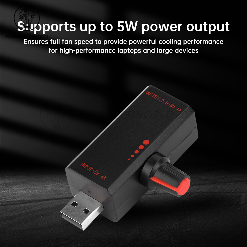 5W DC5V2A Fan Controller Stepless Speed Control w/ Switch USB Protection Type-C