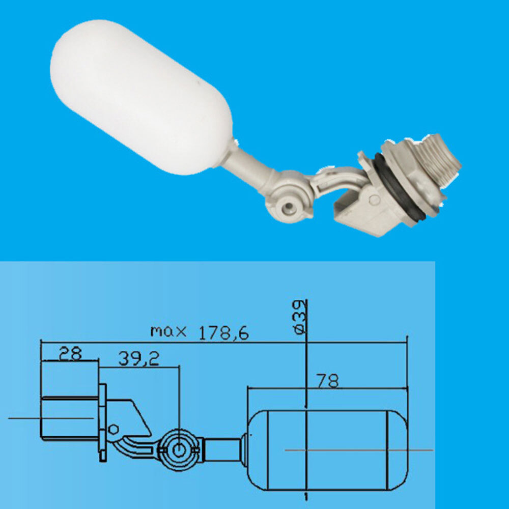 4 Pack Water Float Valve with Adjustable Arm Plastic Water Filter Float 1/2 Inch