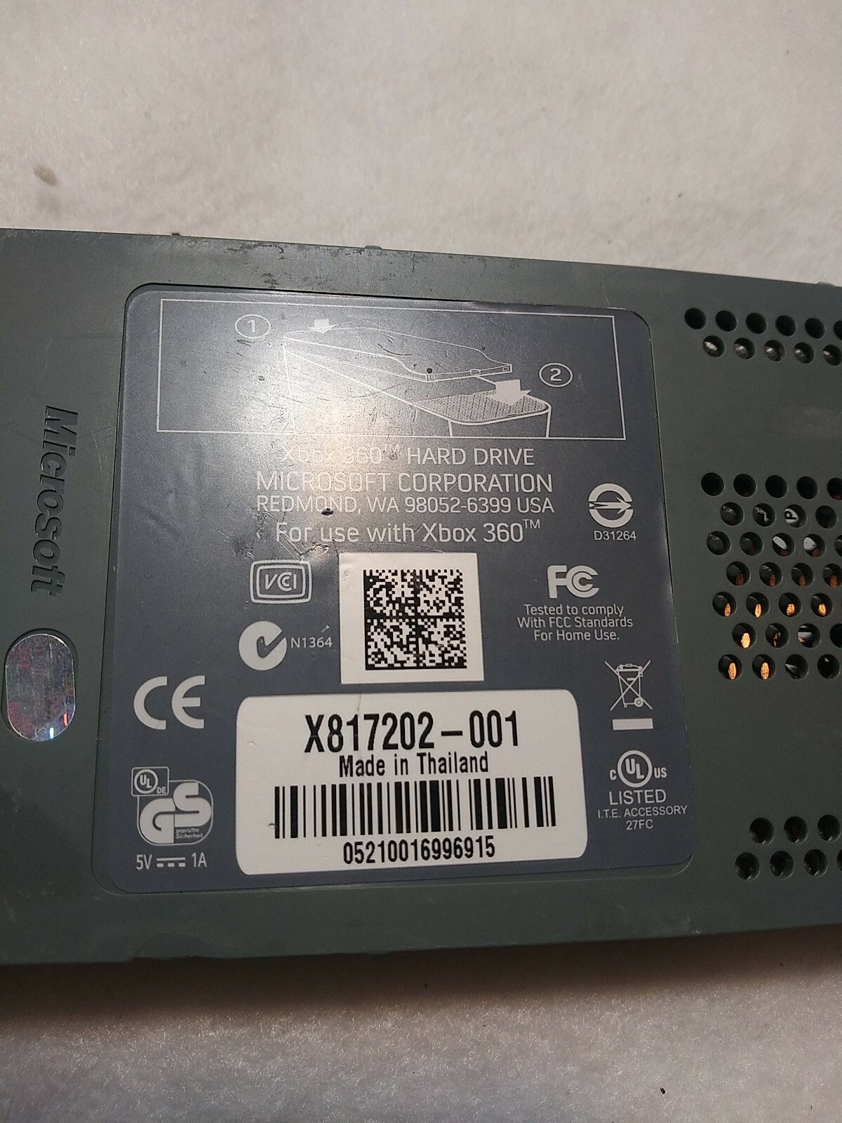 XBOX 360 Grey 60GB Hard Drive X817202-001