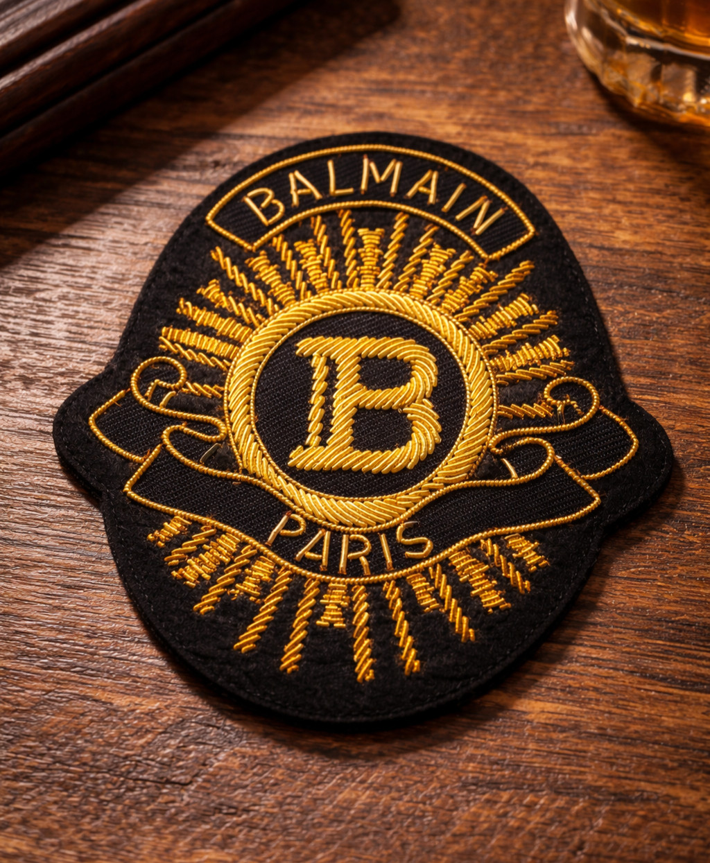 Balmain Hand Embroidered Bullion Wire Blazer Badge, crest, sew on, Pocket Size