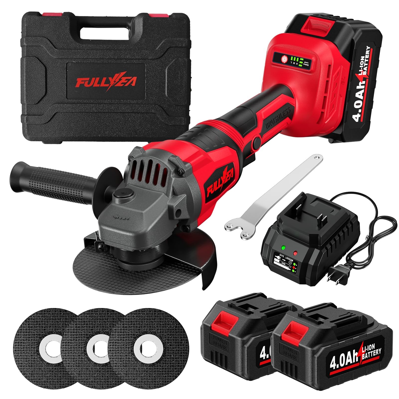 Cordless Angle Grinder 4-1/2 inch, 12000 RPM Brushless Motor Electric Grinder...